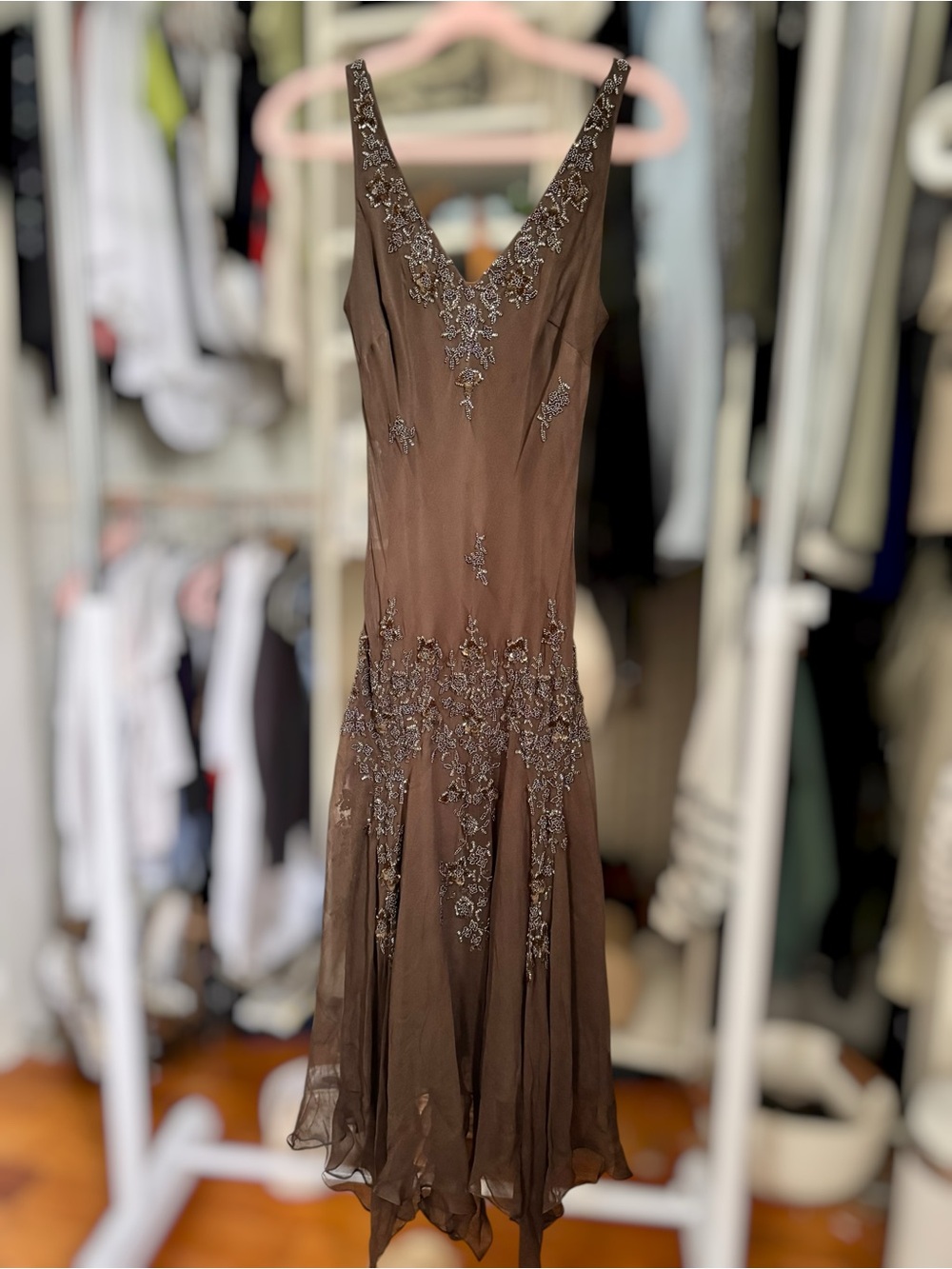 Vintage Scala Beaded Handkerchief Hem Dress